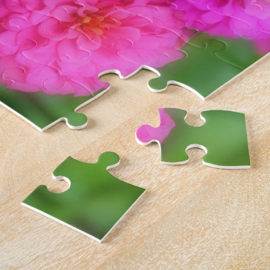 ピンクの《植物》百日草フラワーフレーム自分の写真を作成 ジグソーパズル (側面)