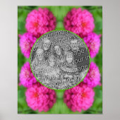 ピンクの《植物》百日草フラワーフレーム自分の写真を作成 ポスター (正面)