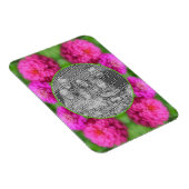 ピンクの《植物》百日草フラワーフレーム自分の写真を作成 マグネット (右側)