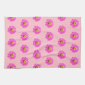 ピンクの《植物》百日草花の継ぎ目のないパターン キッチンタオル (横)