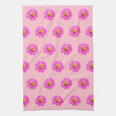 ピンクの《植物》百日草花の継ぎ目のないパターン キッチンタオル (縦)