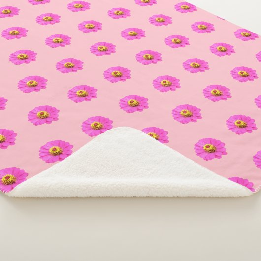 ピンクの《植物》百日草花の継ぎ目のないパターン シェルパブランケット (3/4)