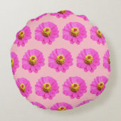 ピンクの《植物》百日草花の継ぎ目のないパターン ラウンドクッション (裏面)