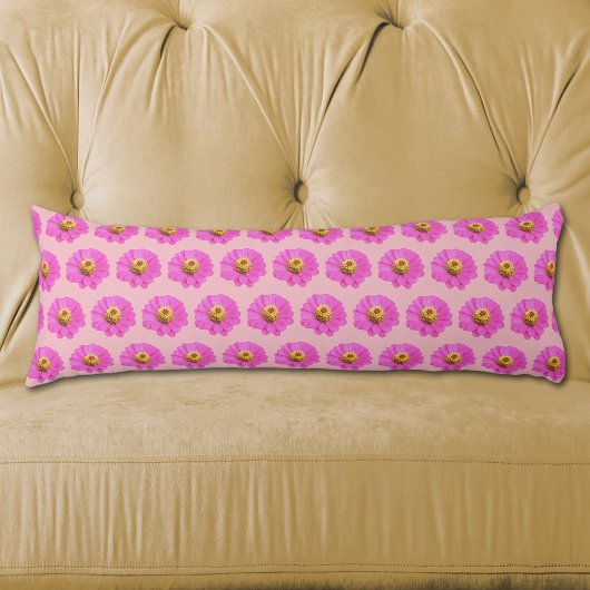 ピンクの《植物》百日草花シームレスパターン抱き枕 ボディピロー