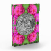 ピンクの《植物》百日草花独自の花を作成 フォトブロック (左)