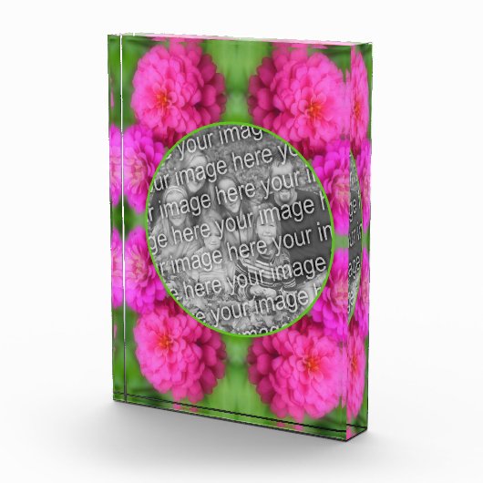 ピンクの《植物》百日草花独自の花を作成 フォトブロック (右)