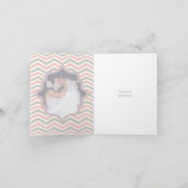 ピンクの、灰色のシェブロンのジグザグ形の結婚式は写真感謝していしています サンキューカード (内部)