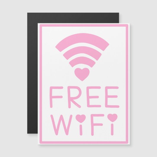 ピンクの「無料WIFI」 マグネット招待状 (正面/裏面)
