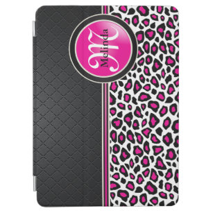 ピンクの、白黒ジャガーのプリント iPad AIR カバー