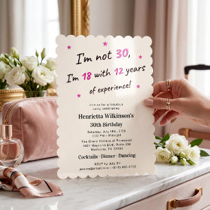 ピンクの「12年の経験を持つ18歳」30歳の誕生日 招待状