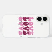 ピンクの"Love"スタックバブルフォント Case-Mate iPhoneケース (裏面 (横))