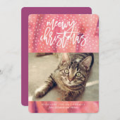 ピンクの"Meowy Christmas"ペットの休日の挨拶 シーズンカード (正面/裏面)