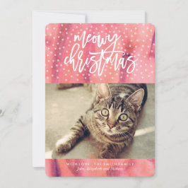 ピンクの"Meowy Christmas"ペットの休日の挨拶 シーズンカード