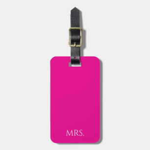 ピンクの「Mrs.」ミニマル タイポグラフィー ラゲッジタグ