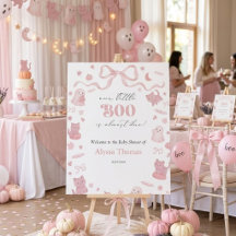 ピンクの「Our Little Boo is Almost Due」ベビーシャワー 