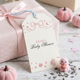 ピンクの「Our Little Boo is Almost Due」ベビーシャワー  ギフトタグ