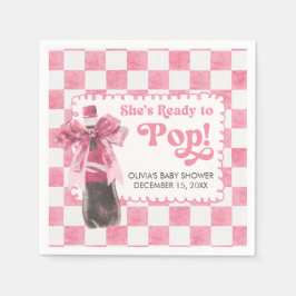 ピンクの She's Ready to Pop ベビーシャワー スタンダードカクテルナプキン