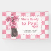 ピンクの She's Ready to Pop ベビーシャワー 横断幕 (横)