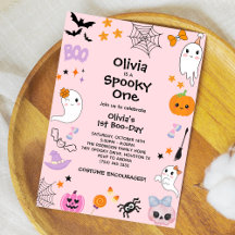 ピンクの spooky ワン キュートなゴースト ハロウィン 1歳の誕生日