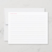 ピンクの whimsical なブライダルシャワーレシピカード (裏面)