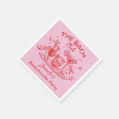 ピンクの whimsical ビーチ コックテイル ブライズメイド パーティー スタンダードカクテルナプキン (角)