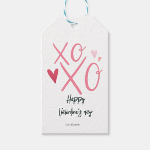 ピンクの"XOXO"ハート ハッピー バレンタインデー  ギフトタグ