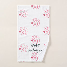 ピンクの"XOXO"ハート ハッピー バレンタインデー バスタオルセット