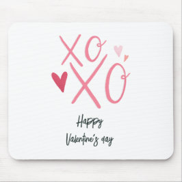 ピンクの"XOXO"ハート ハッピー バレンタインデー マウスパッド
