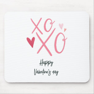 ピンクの"XOXO"ハート ハッピー バレンタインデー  マウスパッド