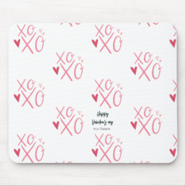 ピンクの"XOXO"ハート ハッピー バレンタインデー マウスパッド