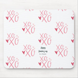 ピンクの"XOXO"ハート ハッピー バレンタインデー マウスパッド