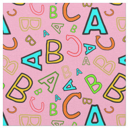 ピンクのABC学おもしろいのパターン ファブリック