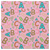 ピンクのABC学おもしろいのパターン ファブリック (見本)