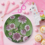 ピンクのAstrantiaの花 フローラル ペーパープレート (パーティー)