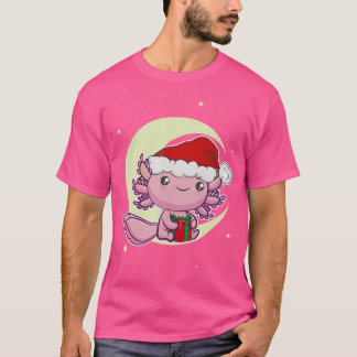 ピンクのAxolotlかわいいホワイトクリスマスイブメキシコSa Tシャツ