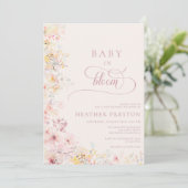ピンクのBaby+In+Bloom QRコード ベビーシャワー 招待状 (スタンド正面)