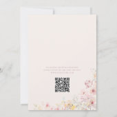 ピンクのBaby+In+Bloom QRコード ベビーシャワー 招待状 (裏面)