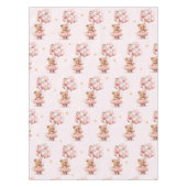 ピンクのboho tedbear女の子の赤ちゃんシャワー テーブルクロス (正面)