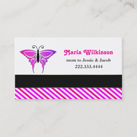 ピンクのBurtterflyのお母さんカード コーリングカード (正面)