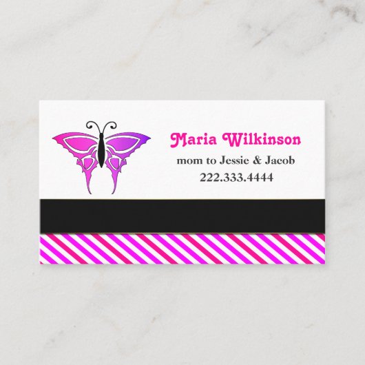 ピンクのBurtterflyのお母さんカード コーリングカード (正面)