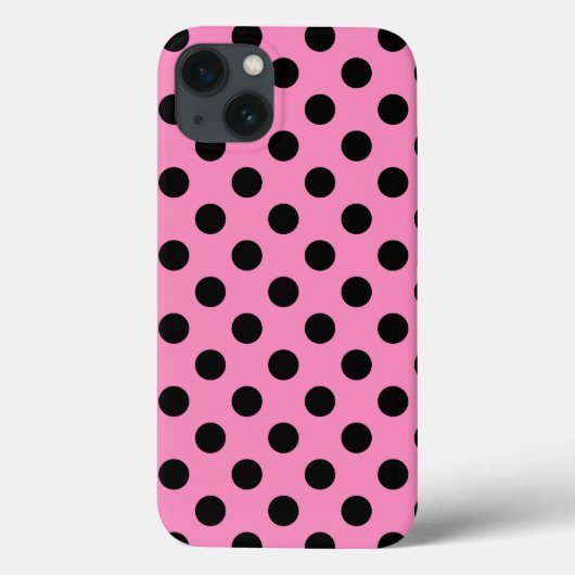 ピンクのCase-Mate iPhoneケースのブラック水玉模様 Case-Mate iPhoneケース (裏面)