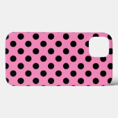 ピンクのCase-Mate iPhoneケースのブラック水玉模様 Case-Mate iPhoneケース (裏面 (横))