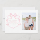 ピンクのChinoiserieツリーのクリスマスフォトカード 招待状 (裏面)