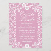 ピンクのCielito Lindoメキシコの赤ちゃんシャワー 招待状 (正面/裏面)