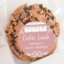 ピンクのCielito Lindo Talaveraメキシコの赤ちゃんシャワー ラウンドシール