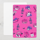 ピンクのCOVID-19ウイルス ハロウィン 気持ち悪い 招待状 (正面/裏面)