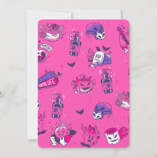 ピンクのCOVID-19ウイルス ハロウィン 気持ち悪い 招待状 (正面)