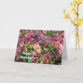 ピンクのCrabappleフローラ写真誕生日 カード (黄色い花)