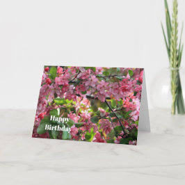 ピンクのCrabappleフローラ写真誕生日 カード