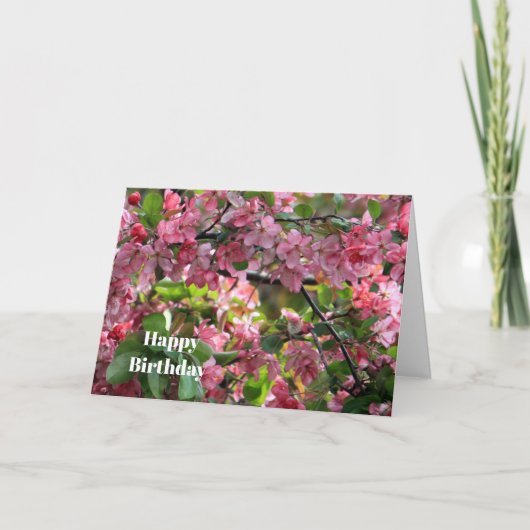 ピンクのCrabappleフローラ写真誕生日 カード (正面)